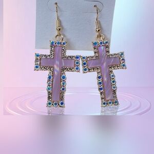 Pink Cross Earrings
